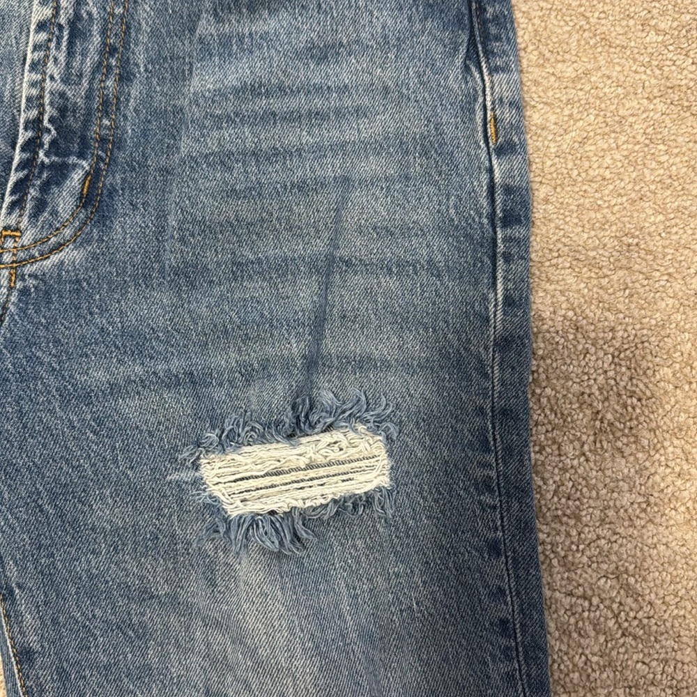 BDG Stretch High Rise Flare Medium Washed Denim Jeans distressed Size 27 - Picture 4 of 13